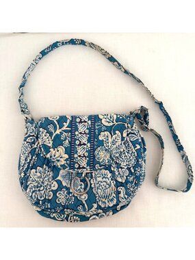 Vera Bradley Quilted Saddle Up Crossbody Bag Retired Blue Lagoon Pattern Purse